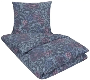 Billede af Blomstret sengetøj - 140x200 cm - Britta Blå - Sengesæt i 100% bomuld - Nordstrand Home Sengelinned
